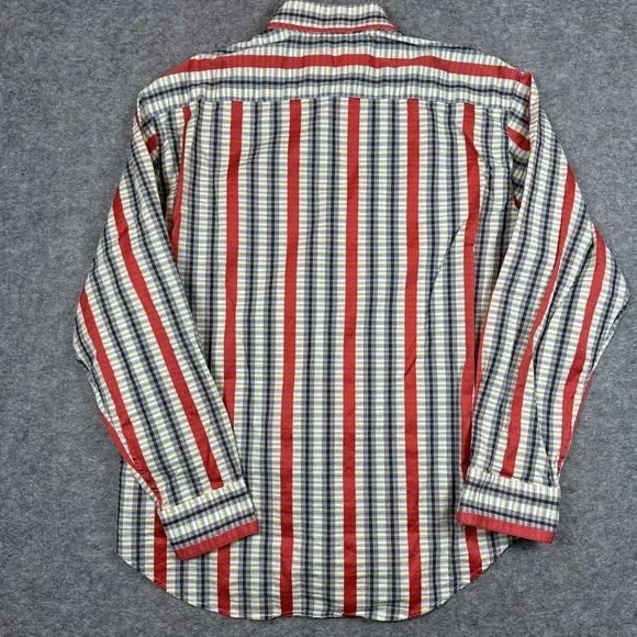 Robert Graham Shirt Mens 2XL Red Striped Cotton Silk Flip Cuff Geometric Paisey